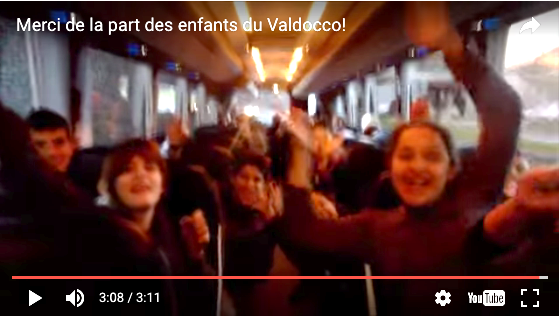 Un message de remerciement bien sympa des enfants du Valdocco