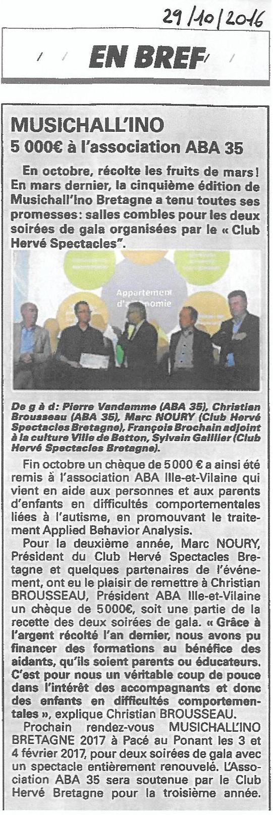 Magasine 7 jours - 5 000 € remis à l'association ABA